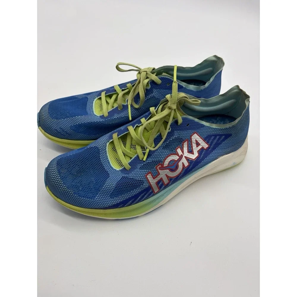 Hoka Cielo Road Running Shoes W 11.5 M 10 Blue‎ Neon Green Lightweight Mesh